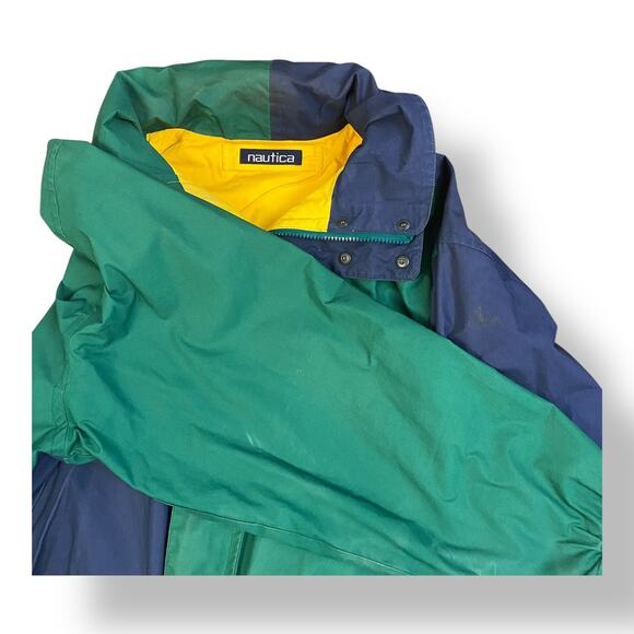 Nautica Vintage 90s Men’s Reversible Hooded Color block Jacket Size L Streetwear - Picture 10 of 16
